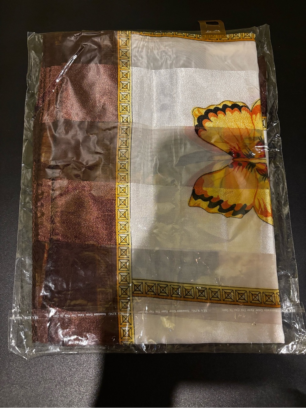 Butterfly Accent scarf - Brown and Yellow